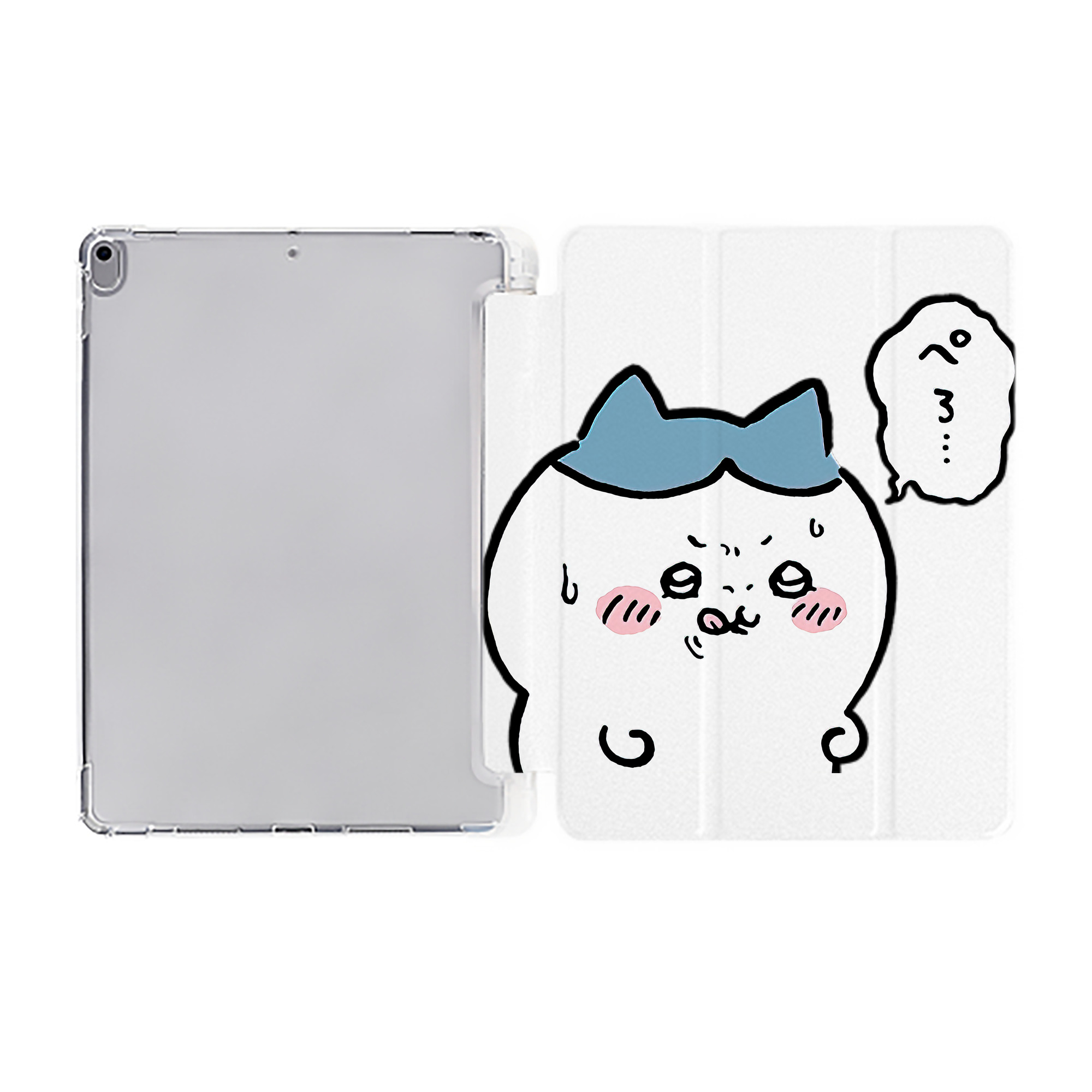 （画像用） ちいかわ ハチワレ Chii-kawa hachiware IPad ケース ペン収納付き 三つ折りスタンド PUレザー×シリコン 対応機種9.5/10.5/10.9インチ